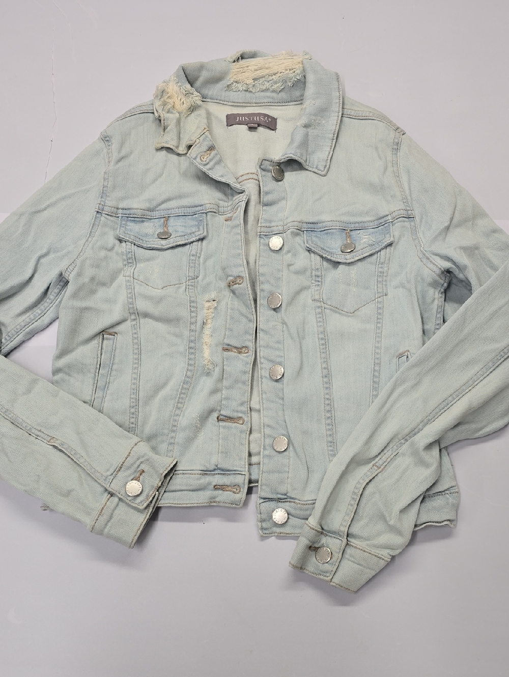 Just USA Light‎ Blue Distressed Denim Jacket